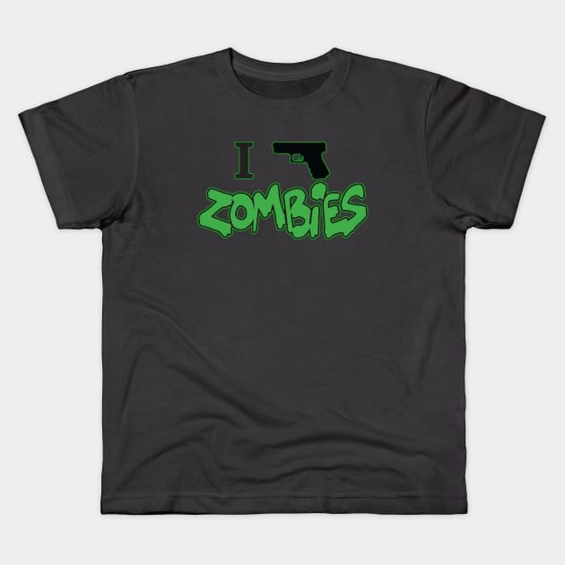 I Shoot Zombies Kids T-Shirt by Brightfeather